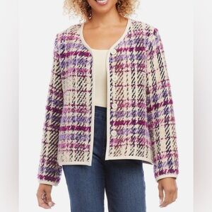 Karen Kane Majestic Magenta Boucle Wool Blend Jacket Size Womens Medium